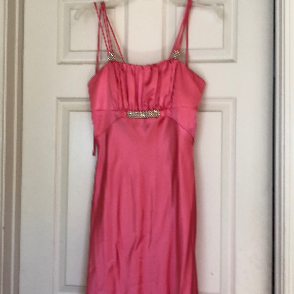 Shiny bubblegum pink long dress